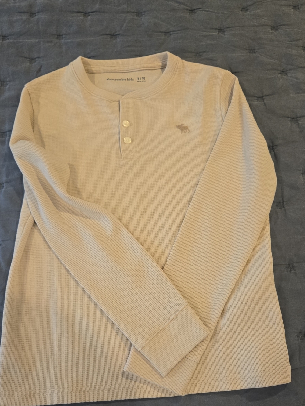 abercrombie kids Cream Waffle Henley Long-Sleeve Shirt